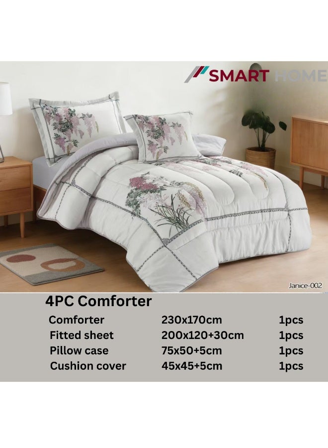 SMART HOME Luxurious 4-Piece Bedding Set with Comfortable Filling – Soft Quilted Duvet Set with Fitted Sheet, Pillowcase, and Cushion Cover – Elegant Modern Bedding Set for Bedrooms and Complete Bed – Duvet Size: 230x170 cm, Fitted Sheet Size: 200x120+30 cm (Color as pictured) - Image 2