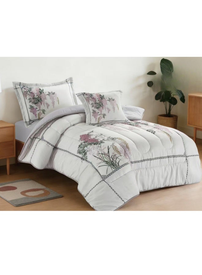 SMART HOME Luxurious 4-Piece Bedding Set with Comfortable Filling – Soft Quilted Duvet Set with Fitted Sheet, Pillowcase, and Cushion Cover – Elegant Modern Bedding Set for Bedrooms and Complete Bed – Duvet Size: 230x170 cm, Fitted Sheet Size: 200x120+30 cm (Color as pictured) - Image 1