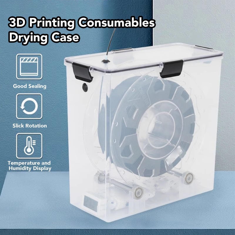 3D Printer Filament Dryer Box With Bearing Roller Support For 1kg Spools Built In Thermometer And Hygrometer Transparent - Image 3