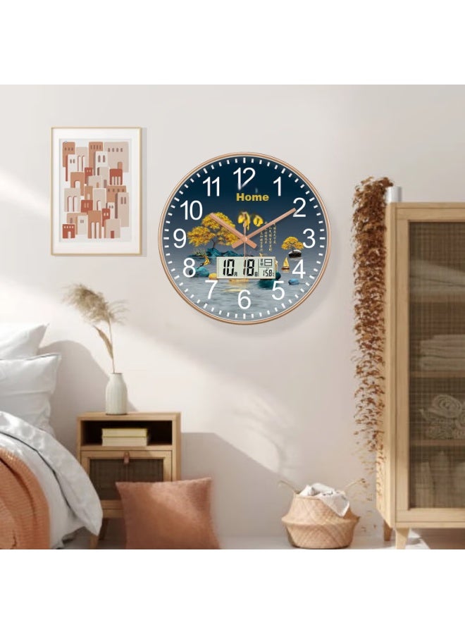 Peng Chuang Pengchuang Swiss Movement Calendar Clock, New Chinese Modern Wall Clock, Living Room Home Use, Elegant Chinese Style, No Drilling Required, Light Luxury Timepiece - Image 4