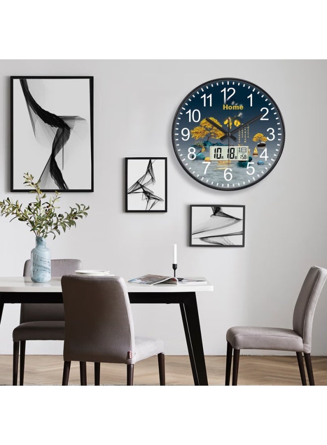 Peng Chuang Pengchuang Swiss Movement Calendar Clock, New Chinese Modern Wall Clock, Living Room Home Use, Elegant Chinese Style, No Drilling Required, Light Luxury Timepiece - Image 3