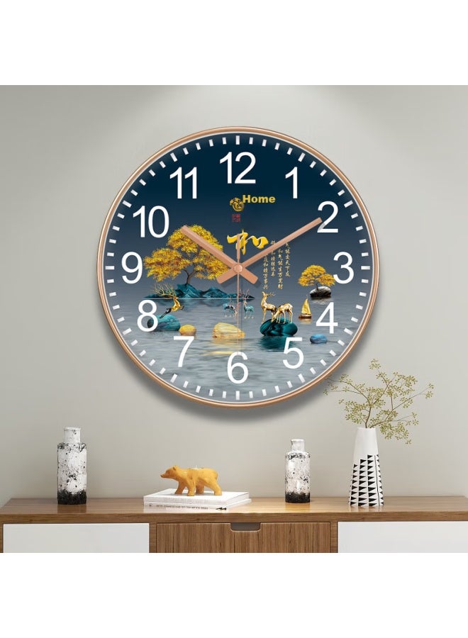 Peng Chuang Pengchuang Swiss Movement Calendar Clock, New Chinese Modern Wall Clock, Living Room Home Use, Elegant Chinese Style, No Drilling Required, Light Luxury Timepiece - Image 2