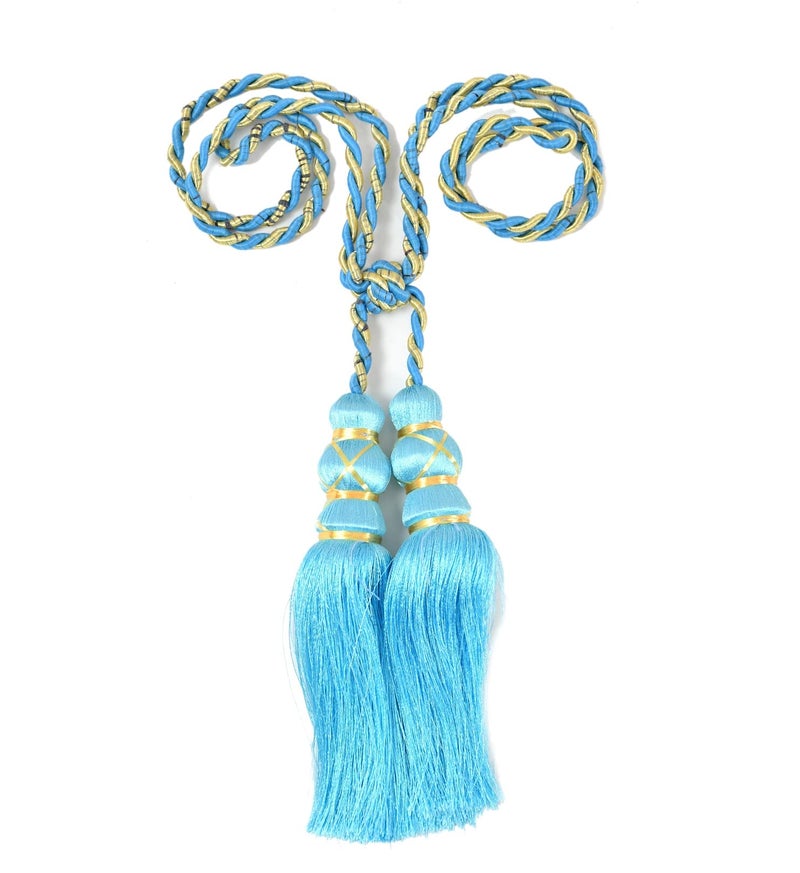 HFI Beautiful 4 Piece Curtain Tie Backs/Tassel - Aqua Blue - Image 2