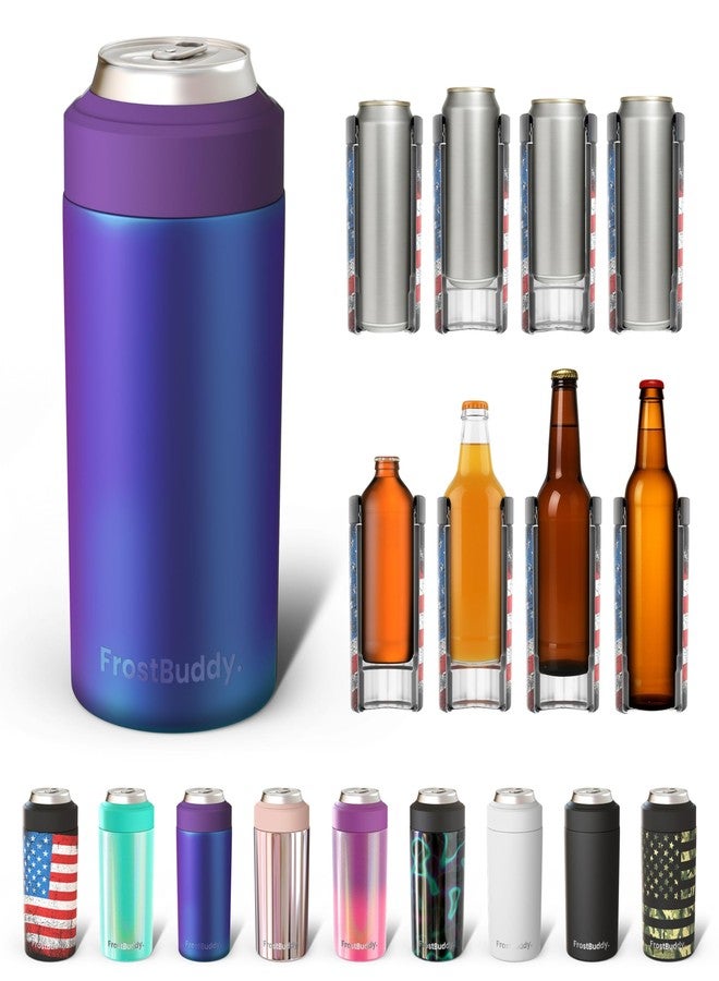 Frost Buddy Universal Buddy Can Cooler - Fits All - For Regular 12 & 16 oz or Slim-Size Bottles - Insulated Double-Walled Stainless Steel (Nebula) - Image 1