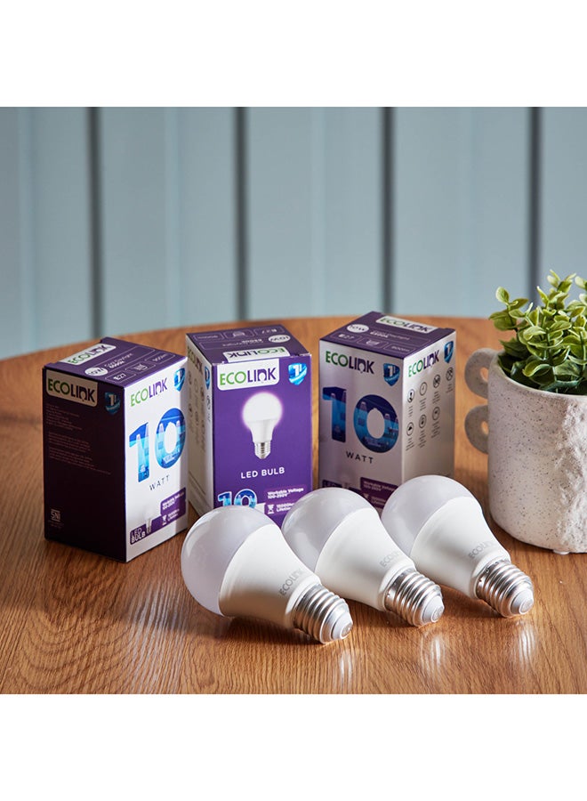 ECOLINK 10W E27 3-Piece Daylight LED Bulb Set 18.5 x 10.5 x 6 cm - Image 1