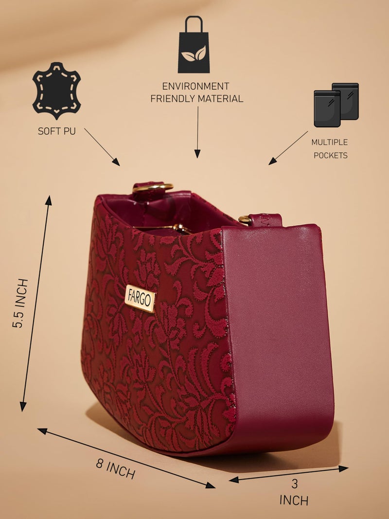 Fargo PU Women's Sling Bag (Maroon) - Image 4