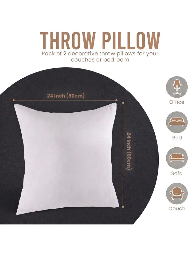 Cushion Inserts Pack of 2 – Square Throw Pillow Inserts for Sofa Couch Bed | Soft Fluffy Cushion Fillers | Decorative Pillow Inner Pads | Multiple Sizes (60 × 60 cm (24 × 24 in)) - Image 5