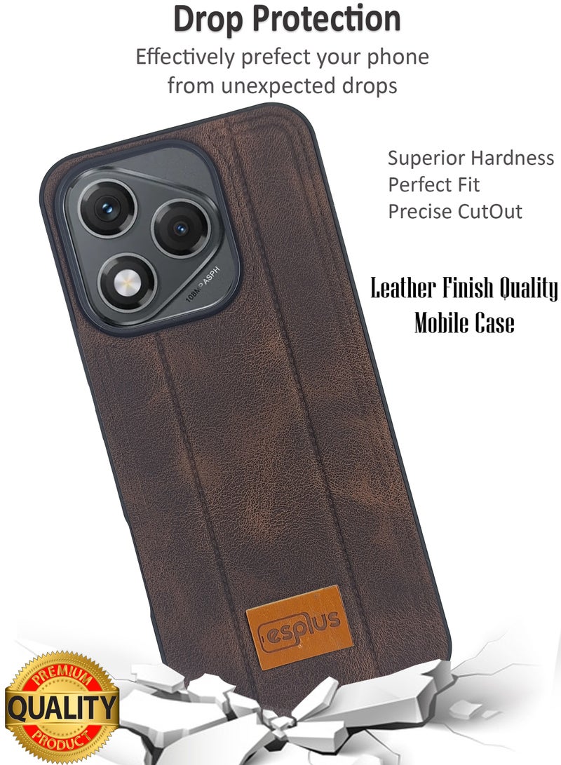 Honor 400 Lite 5g Premium Silicone Leather Finish Back Case  | High Quality Silicone Case Cover Designed for Honor 400 Lite 5g  | Ultimate Impact Protection ,Shockproof, Anti-Fingerprint , Comfortable feel and Durable back protection Case for Honor 400 Lite 5g  - Black/Brown - Image 3