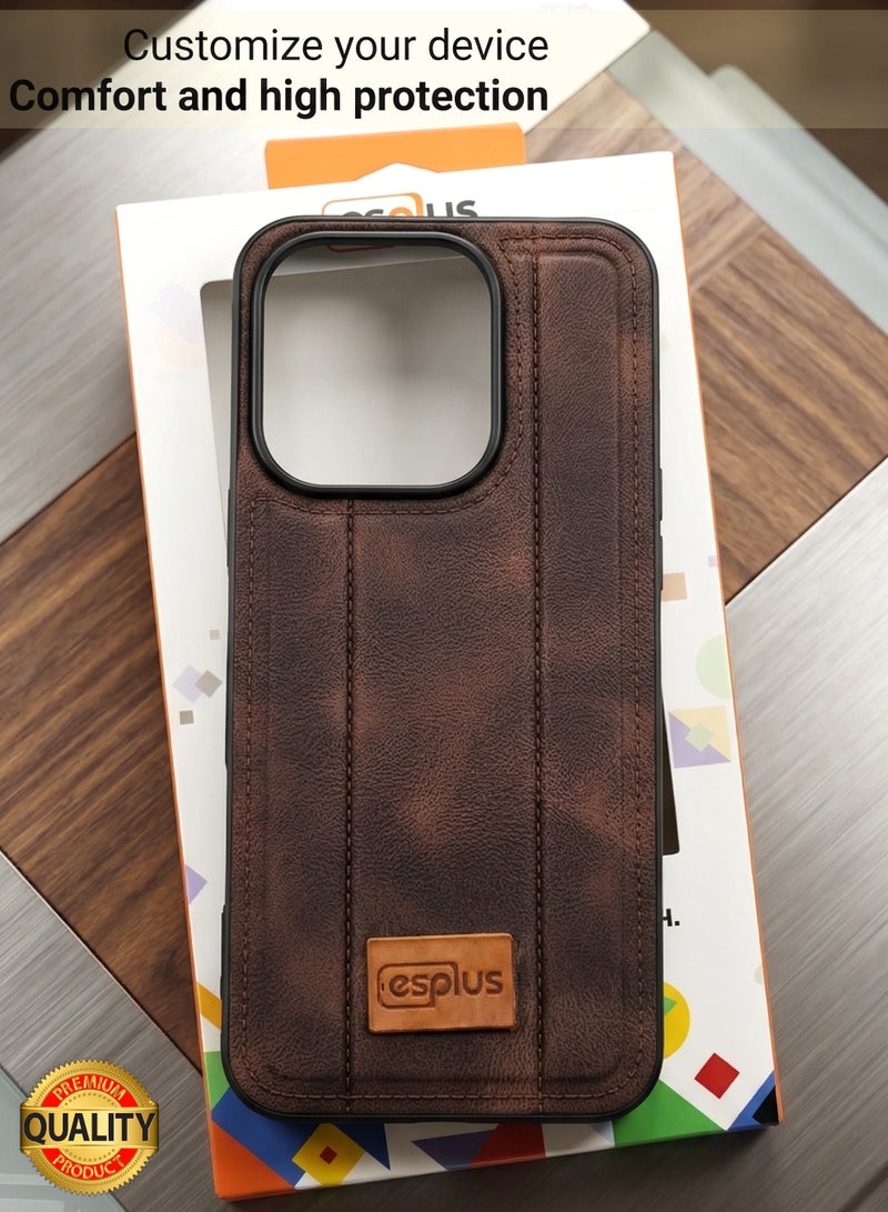 Honor 400 Lite 5g Premium Silicone Leather Finish Back Case  | High Quality Silicone Case Cover Designed for Honor 400 Lite 5g  | Ultimate Impact Protection ,Shockproof, Anti-Fingerprint , Comfortable feel and Durable back protection Case for Honor 400 Lite 5g  - Black/Brown - Image 4