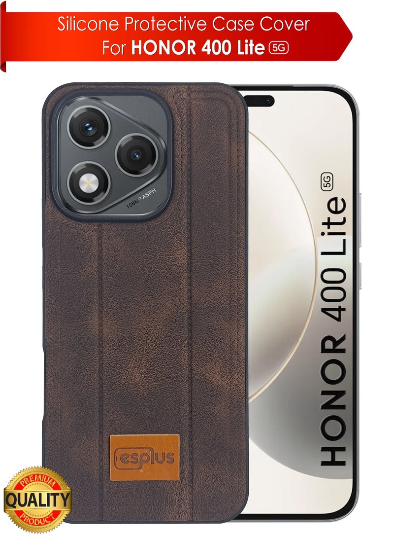 Honor 400 Lite 5g Premium Silicone Leather Finish Back Case  | High Quality Silicone Case Cover Designed for Honor 400 Lite 5g  | Ultimate Impact Protection ,Shockproof, Anti-Fingerprint , Comfortable feel and Durable back protection Case for Honor 400 Lite 5g  - Black/Brown - Image 1