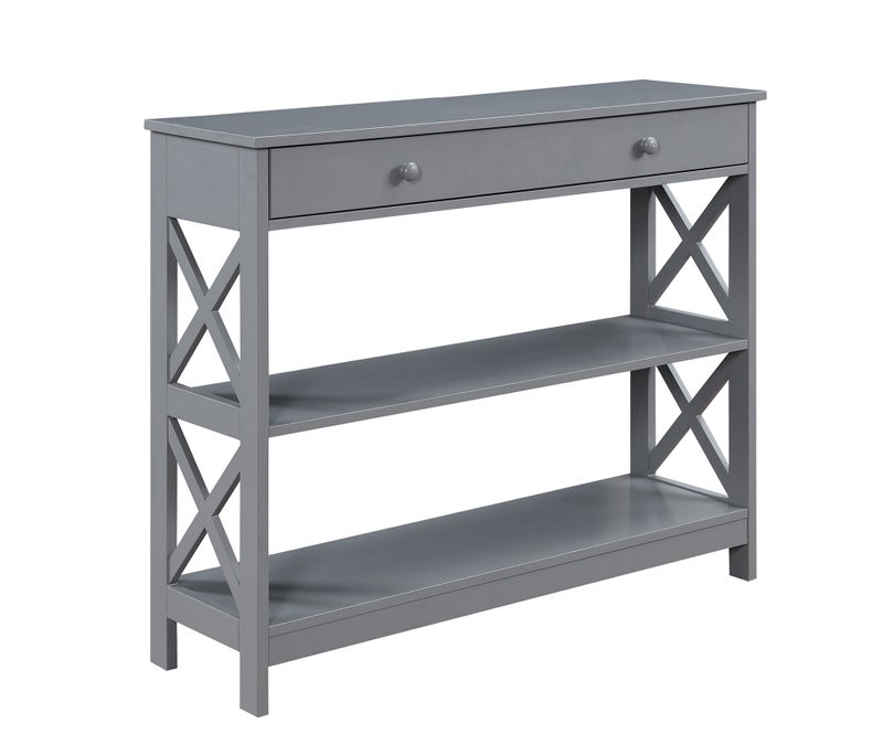 Convenience Concepts Oxford 1Drawer Console Table 395  Farmhouse Sofa Display with Storage Shelf For Living Family  Dining Room Modern Entryway Hall Table for Kitchen Bedroom Gray