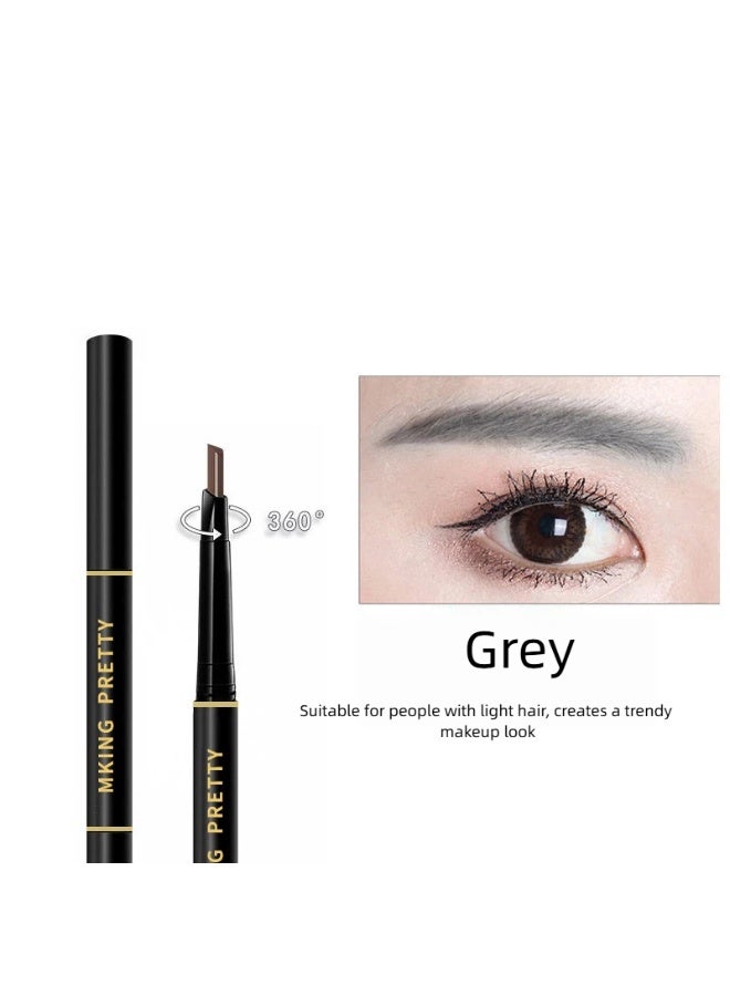Fluff & Define Dual End Eyebrow Pencil, Creamy Triangle Twist Brow Pen For Soft Natural Defined Brows, Waterproof Sweatproof Smudge & Transfer-Resistant Long Lasting Formula - Ash Grey - Image 1
