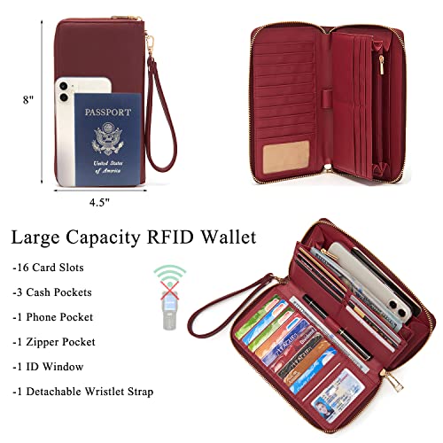 Idesort Large Crossbody Bags Ladies Shoulder Handbags Purse and Wallet Set for Women Hobo Purses DeepRed - Image 2