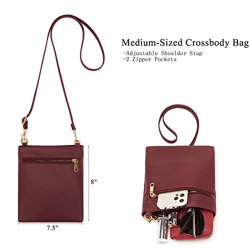 Idesort Large Crossbody Bags Ladies Shoulder Handbags Purse and Wallet Set for Women Hobo Purses DeepRed - Image 3