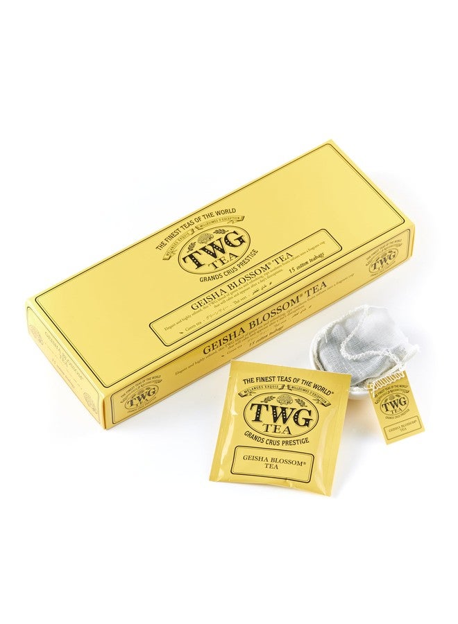 TWG Tea | Geisha Blossom Tea | Green Tea | Passionfruit & Marigold Petals | 15 Hand Sewn Cotton Teabags | Gift Set - Image 1