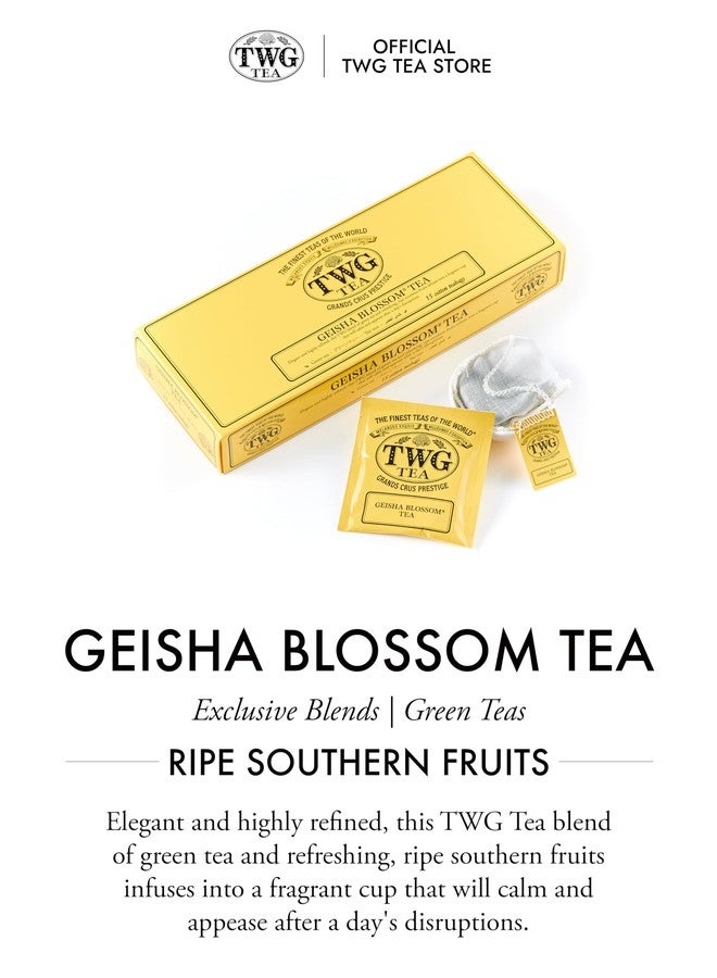 TWG Tea | Geisha Blossom Tea | Green Tea | Passionfruit & Marigold Petals | 15 Hand Sewn Cotton Teabags | Gift Set - Image 3