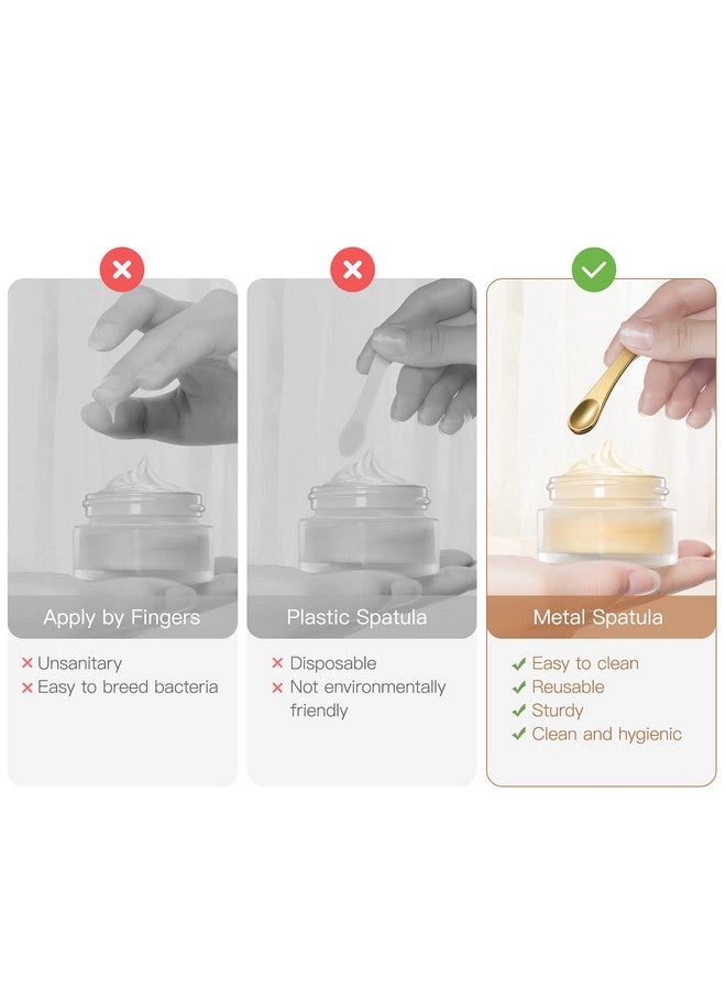 LISAPACK 4 Pack Metal Makeup Spatula Mini Spoon Beauty Scoop For Facial Cosmetic Face Mask (Silver & Gold) - Image 5