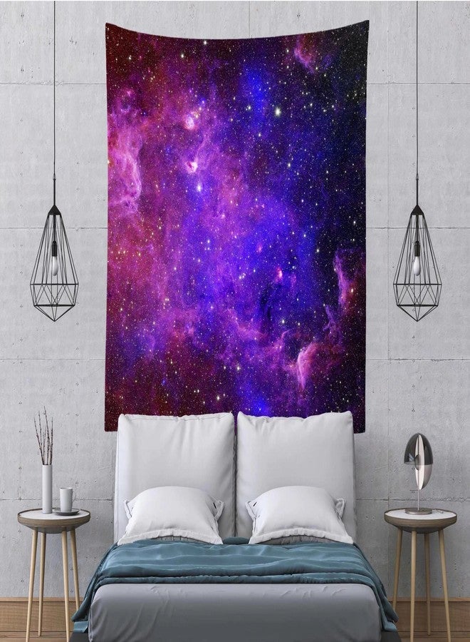 Loccor Galaxy Tapestry Outer Space Night Purple Starry Sky Nebula Wall Hanging Trippy Cool Universe Ceiling Wall Hanging Nebula Tapestry for Home Bedroom Living Room Wall Art Decor 80''60'' - Image 3
