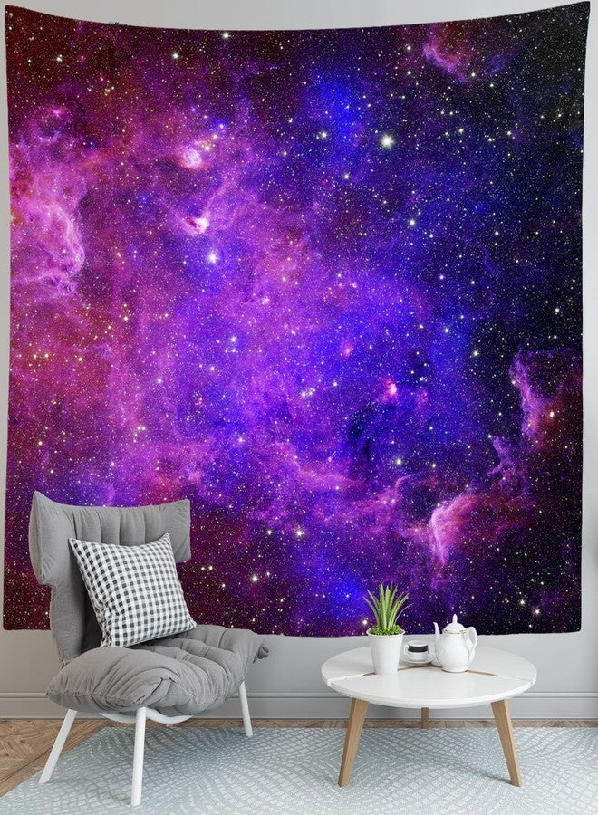 Loccor Galaxy Tapestry Outer Space Night Purple Starry Sky Nebula Wall Hanging Trippy Cool Universe Ceiling Wall Hanging Nebula Tapestry for Home Bedroom Living Room Wall Art Decor 80''60'' - Image 1