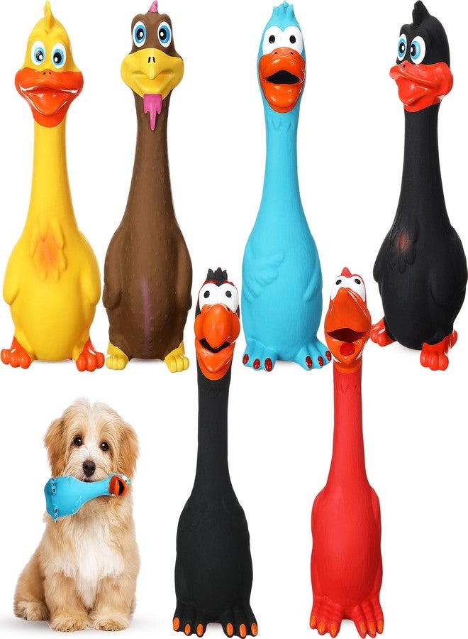 Suilung 6 Pcs Christmas Latex Squeaky Dog Toys 7-8" Soft Rubber Chicken Dog Chew Toy Screaming Animal Duck Standing Stick for Puppy Small Medium Pet Interactive Play Fetch Prank Teething(Cute Style) - Image 1