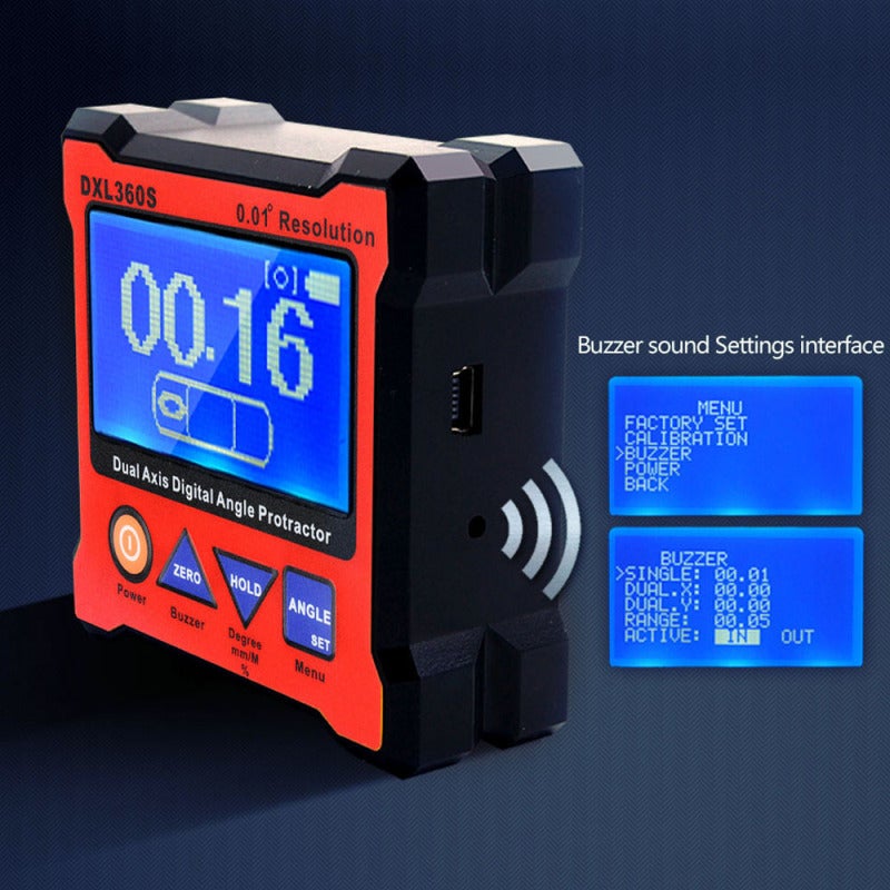 Dual Axis Digital Angle Protractor: ±0.05° High Accuracy 0.01° High Resolution - Rechargeable Li-lon Battery Magnetic Base for Professional Angular Measurement - Image 4
