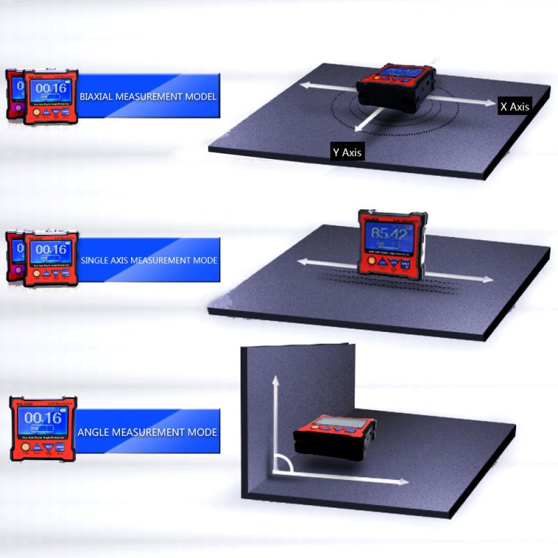 Dual Axis Digital Angle Protractor: ±0.05° High Accuracy 0.01° High Resolution - Rechargeable Li-lon Battery Magnetic Base for Professional Angular Measurement - Image 3