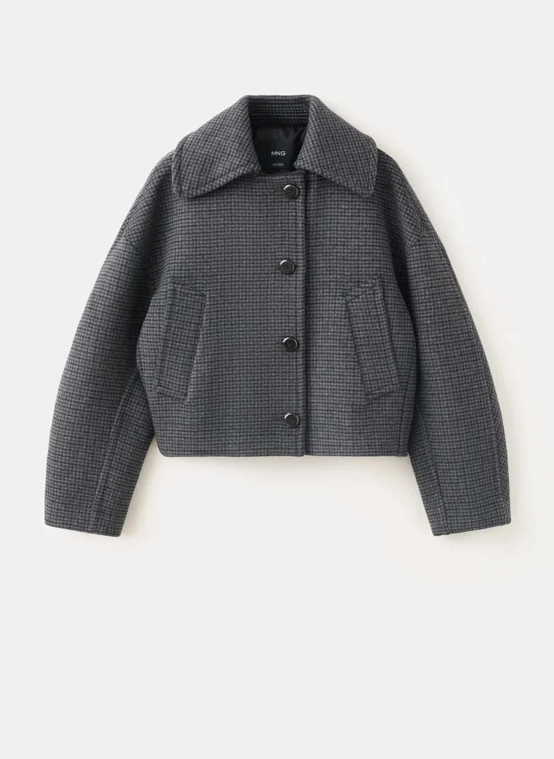 Mango 56-NAVY Houndstooth Wool Jacket for Women | Best Price UAE
