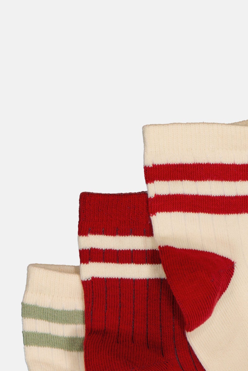 Material Girl Kids Girl 3 Pairs Stripe Quarter Socks, Multicolor - Image 3