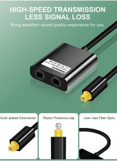 Bukela Digital Optical Splitter 1 in 2 Out Toslink Splitter Audio Optical Cable Adapter Fiber Converter 24K Gold Plated Connector for Home Theatre  - Image 4