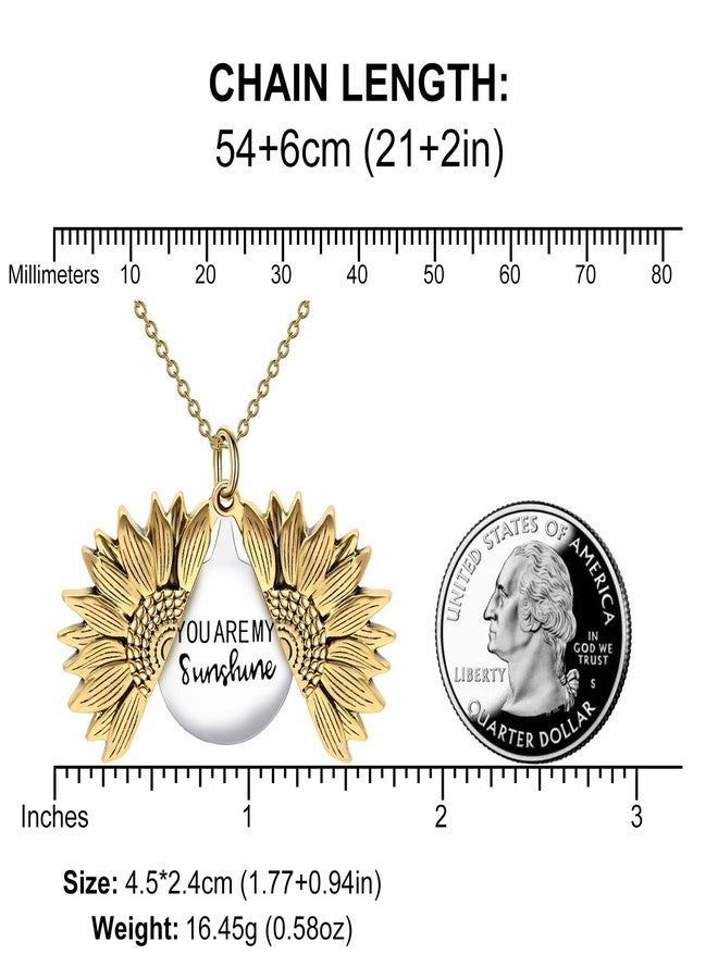 SLOONG You Are My Sunshine Engraved Necklace Inspirational Sunflower Locket Necklace Jewelry Mother's Day Gift for Women Girlfriend - Image 5