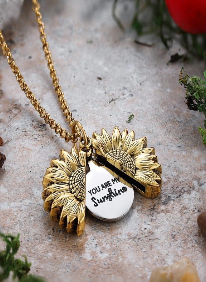 SLOONG You Are My Sunshine Engraved Necklace Inspirational Sunflower Locket Necklace Jewelry Mother's Day Gift for Women Girlfriend - Image 3