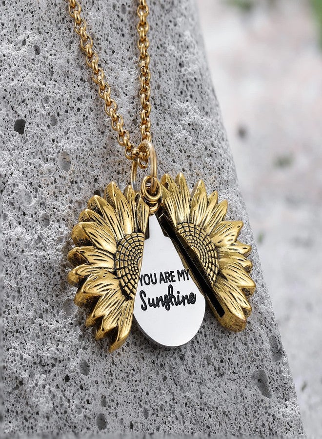 SLOONG You Are My Sunshine Engraved Necklace Inspirational Sunflower Locket Necklace Jewelry Mother's Day Gift for Women Girlfriend - Image 4