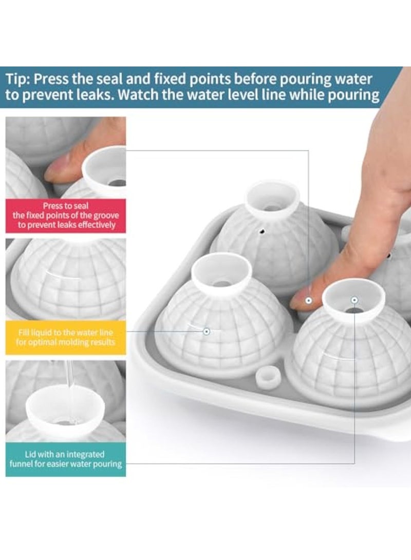 SOLARAE 2Pcs Silicone Large Ice Cube Moulds, Silicone Ice Cube Tray, Reusable Angular Texture Ice Ball Mould and Square Ice Cube Moulds, Large Square Ice Cube Tray and Sphere Ice Ball, for Cocktails, Drinks - Image 4