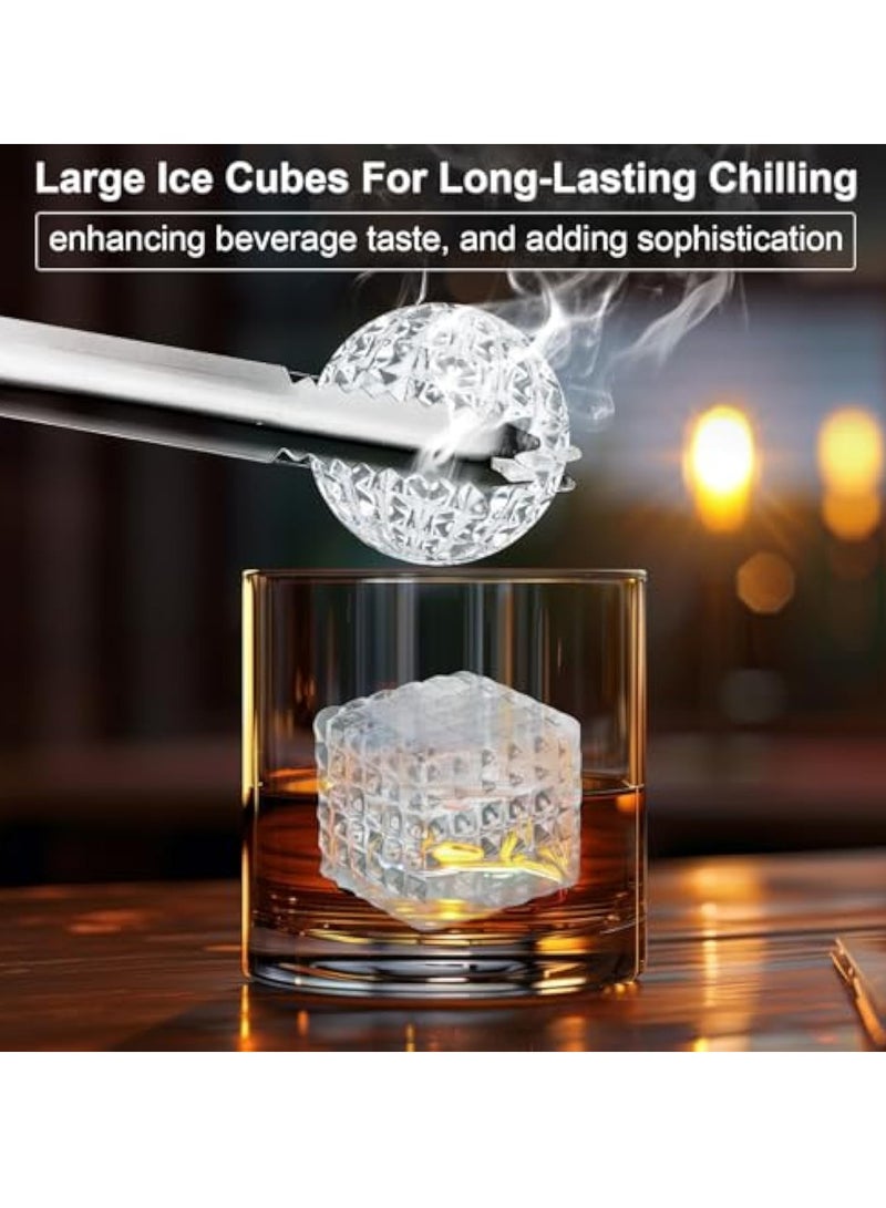 SOLARAE 2Pcs Silicone Large Ice Cube Moulds, Silicone Ice Cube Tray, Reusable Angular Texture Ice Ball Mould and Square Ice Cube Moulds, Large Square Ice Cube Tray and Sphere Ice Ball, for Cocktails, Drinks - Image 2