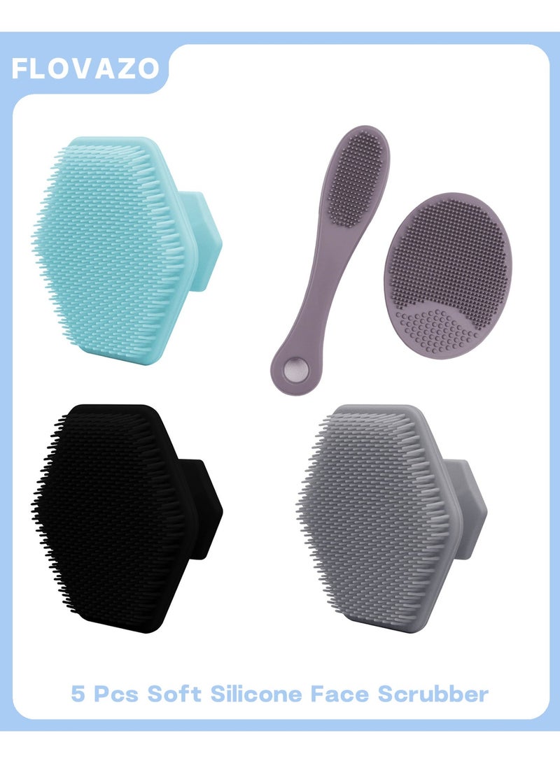 FLOVAZO 5-piece Soft Silicone Face Scrubber - Gentle Exfoliator & Facial Massager, Skin-Friendly Cleansing Pad for Deep Cleansing, Removes Dead Dry Skin & Unclogs Pores - Image 1