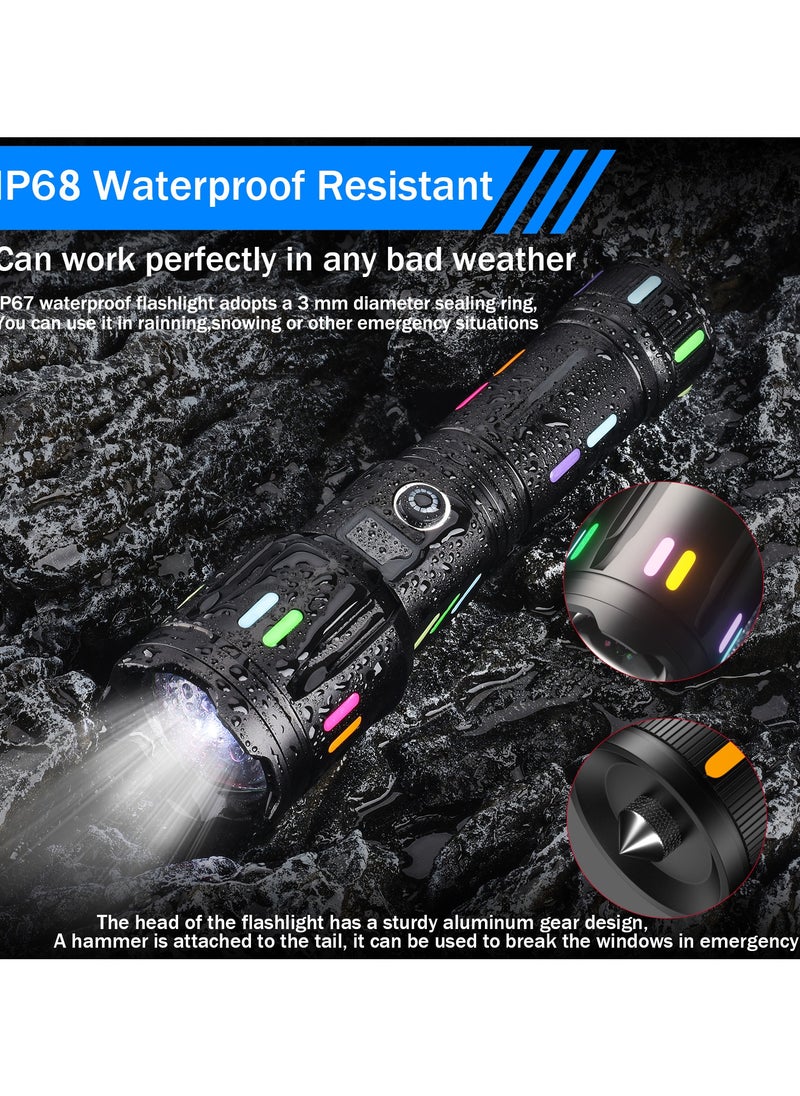 PRIMO PLUS - LED Handheld Flashlight Luminous Shell Zoomable Long Range Flashlight with Battery Level Display USB Type C - Image 1