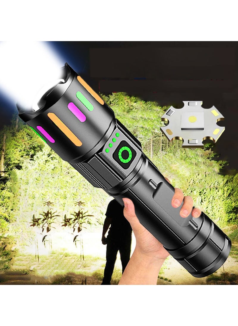 PRIMO PLUS - LED Handheld Flashlight Luminous Shell Zoomable Long Range Flashlight with Battery Level Display USB Type C - Image 1