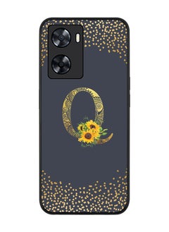 Stylizedd Rugged Black edge case for Oppo A57 4G/Oppo A77 4G/Oppo A77s Slim fit Soft Case Anti Drop TPU Gel Thin Cover - Custom Monogram Initial Letter Floral Pattern - Q (Grey )  - Image 1