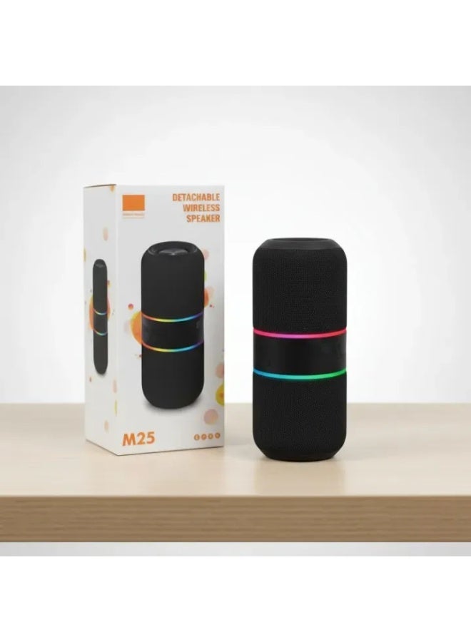 مكبر صوت بلوتوث لاسلكي M25 قابل للفصل مع إضاءة RGB، صوت جهير قوي، وتصميم محمول - Image 1