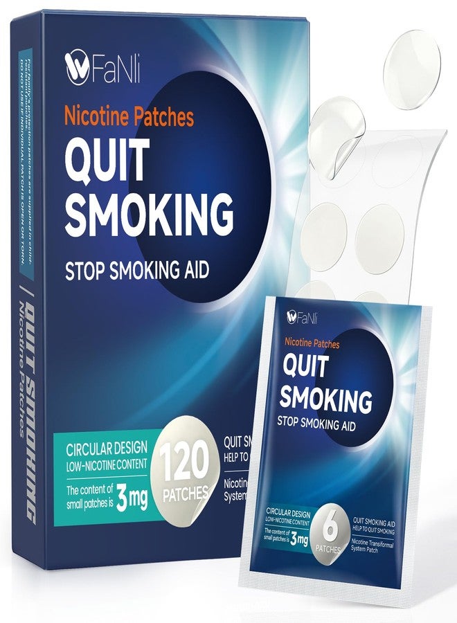 WOFANLI 120 Count - Nicotine Patches 3mg (Applicable to Step 1/Step 2/Step 3), Transdermal Stop Smoking Aid for Craving Relief, Flexible Dosing with Fast-Acting Nicotine Replacement Therapy - Image 1