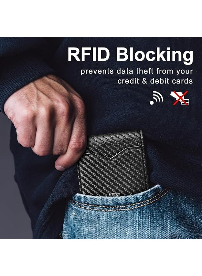 GSOIAX محفظة رجالية رفيعة، حامل بطاقات ائتمان جلدية بتصميم بسيط ورقيق مع حماية من إشارات RFID للعمل والسفر - Image 2