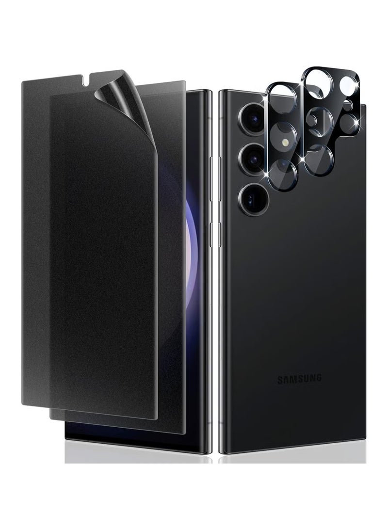 JAJEEK [2+2 Pack] Samsung S23 Ultra Matte Privacy Screen Protector [Compatible Fingerprint] Anti-Spy Anti-Glare Full Adhesive Flexible Film + Camera Lens Glass Protector for Galaxy S23 Ultra 6.8” - Image 1