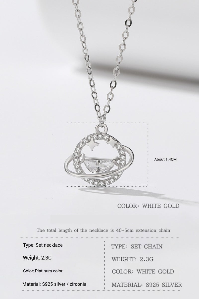 قلادة نسائية من الفضة الخالصة S925 بتصميم مجرة الكون، تصميم كوكبي - Image 2