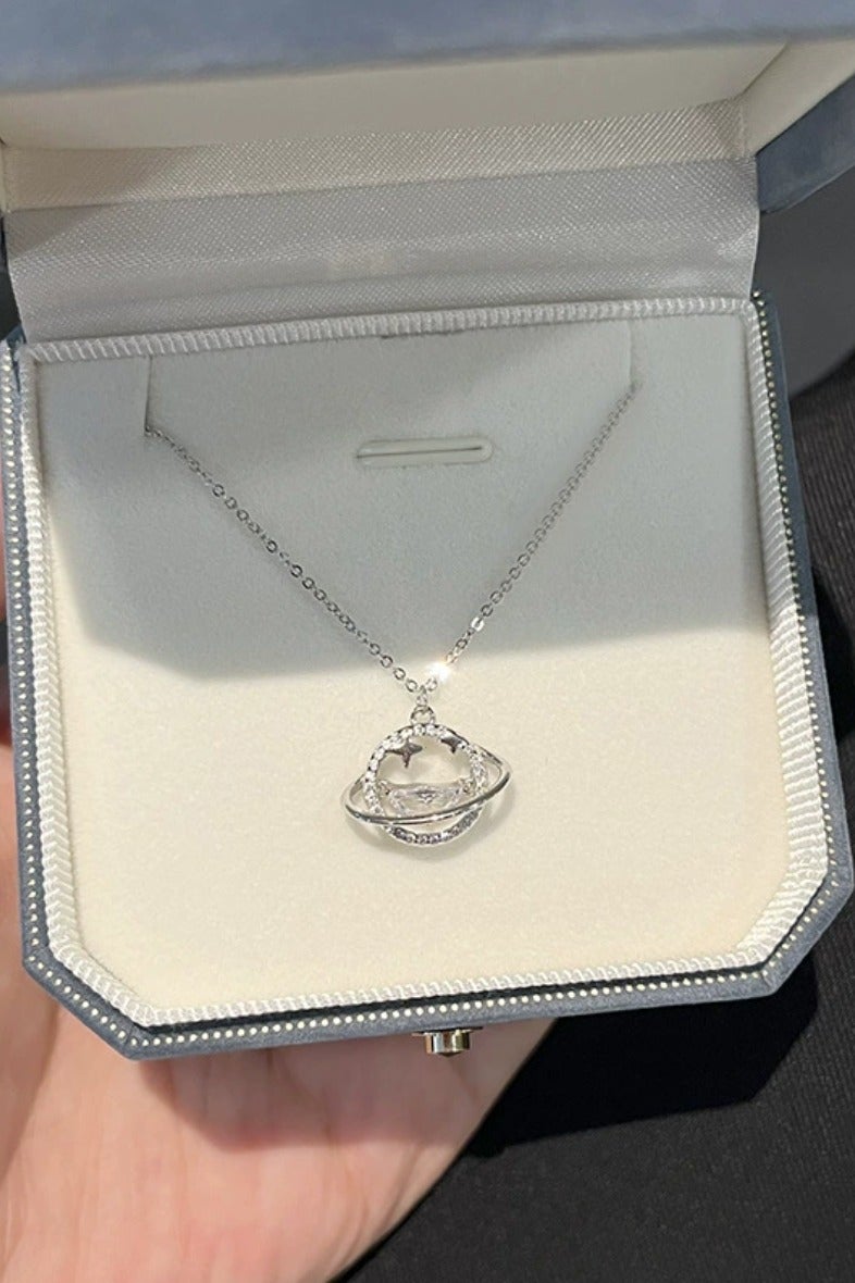 قلادة نسائية من الفضة الخالصة S925 بتصميم مجرة الكون، تصميم كوكبي - Image 3