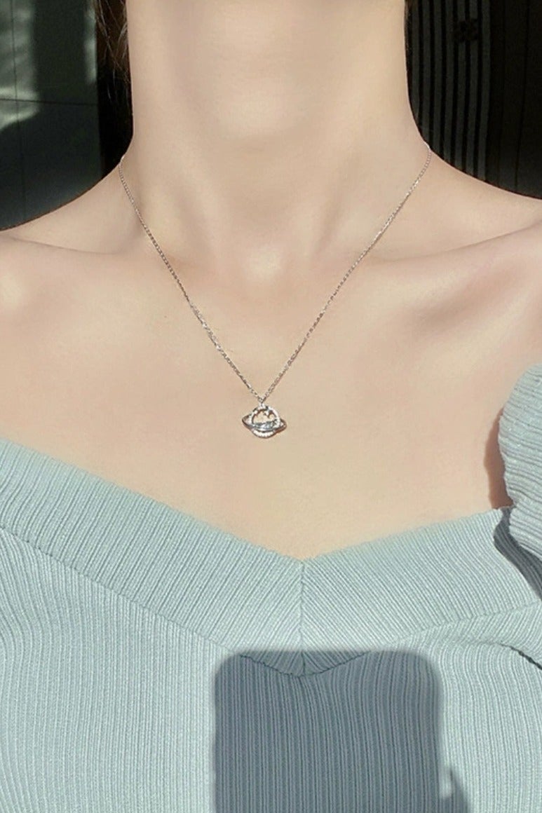 قلادة نسائية من الفضة الخالصة S925 بتصميم مجرة الكون، تصميم كوكبي - Image 4