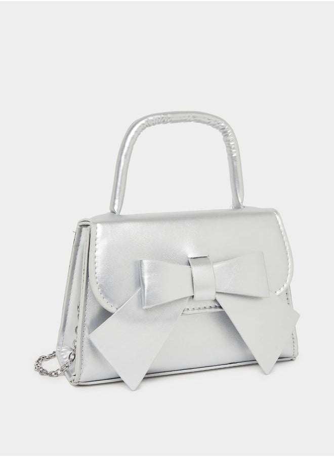 Styli Styli Girls Metallic Design Bow Detail Handbag with Top Handle  - Image 1