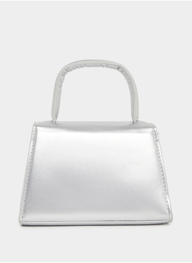 Styli Styli Girls Metallic Design Bow Detail Handbag with Top Handle  - Image 2