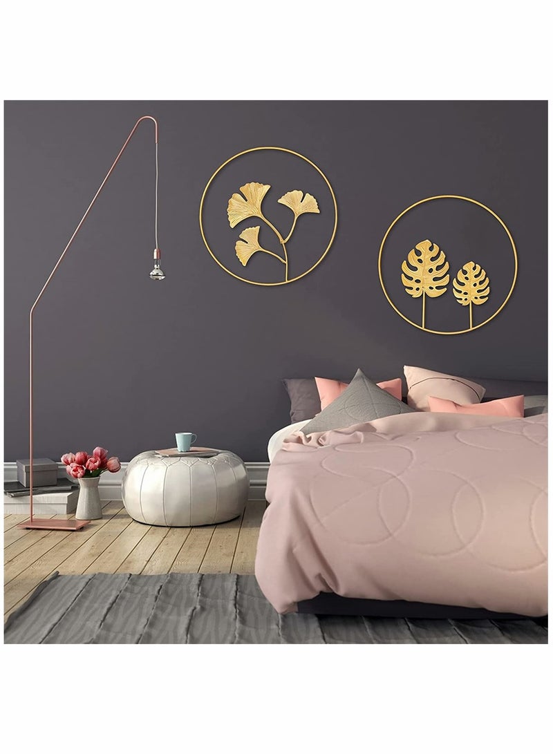 KASTWAVE Round Leaves, Metal Wall Art, Iron Wall Sculptures Wall Ornaments, Gold Metal Leaf Wall, Nature Gingko Biloba Art, for Home Hotel Living Room Office Decoration, 2Pcs (Gold) - Image 5