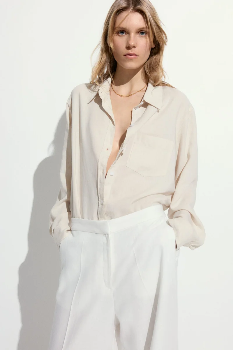 اتش اند ام Linen-blend shirt