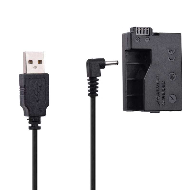 مجموعة طاقة USB DR-E8 – محول AC بديل – مقرن توصيل DC – بطارية وهمية – مدخل USB واحد – متوافق مع كاميرات كانون ريبيل T3i T2i T4i T5i و EOS 550D 600D 650D 700D و Kiss X5 X4 X6 X6i X7i - Image 2